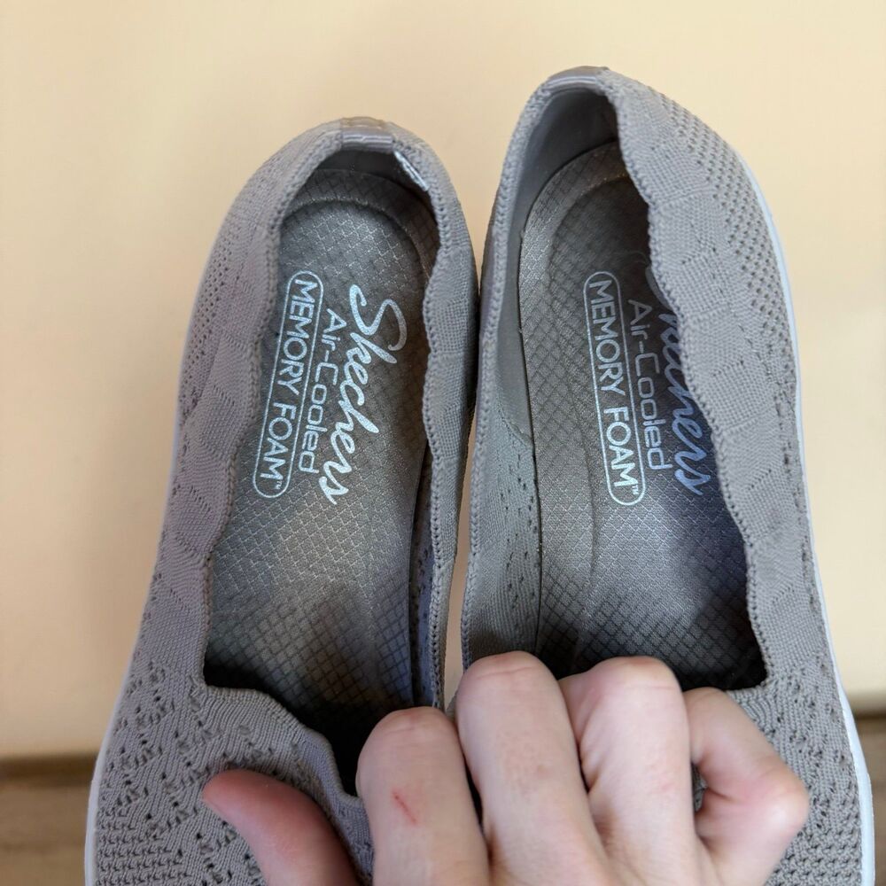 Skechers Shoes Womens 8.5 Seager Stat Memory Foam Slip Ons 49481 Taupe Fabric - Picture 7 of 8